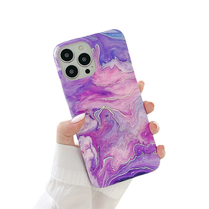 Anymob iPhone Laser Gradient Marble Soft Silicone Purple Pink Phone Case With Anti-Fingerprint Anti-Scratch Dustproof Non-SlipPhone iPhone Compatible-Mobile Phone Cases-PEROZ Accessories