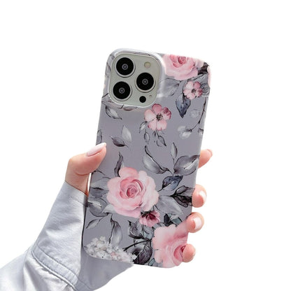 Anymob iPhone Case Silver Gray Retro Cute Flower Silicone Plus Silky Design Shockproof Protection Cover iPhone Compatible-Mobile Phone Cases-PEROZ Accessories