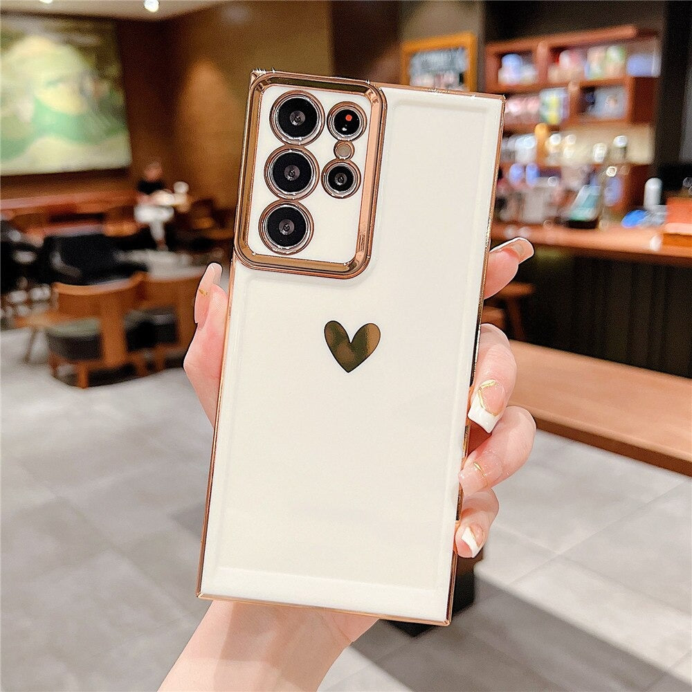 Anymob Samsung Beige Soft Point Edge Silicone Phone Case Love Heart Cover Compatible-Mobile Phone Cases-PEROZ Accessories