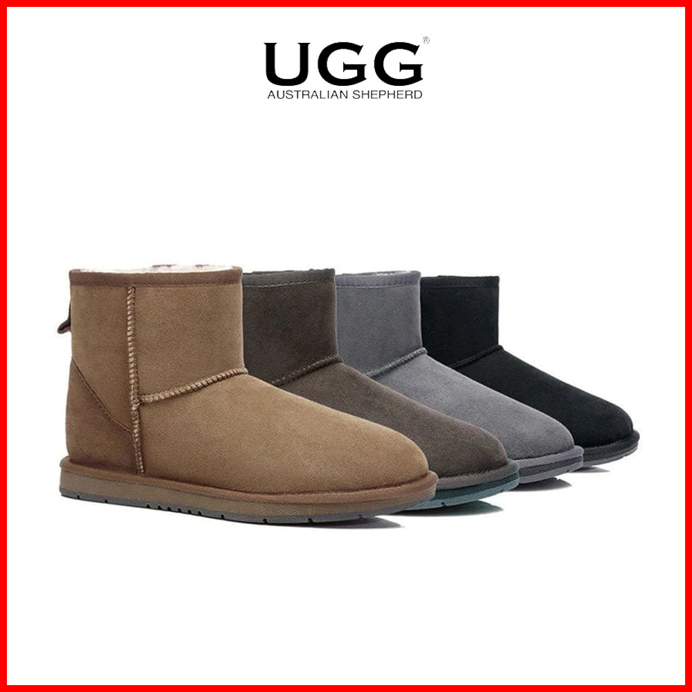 Australian Shepherd Premium Sheepskin Unisex UGG Boots Mini Classic Water Resistant-Boots-PEROZ Accessories