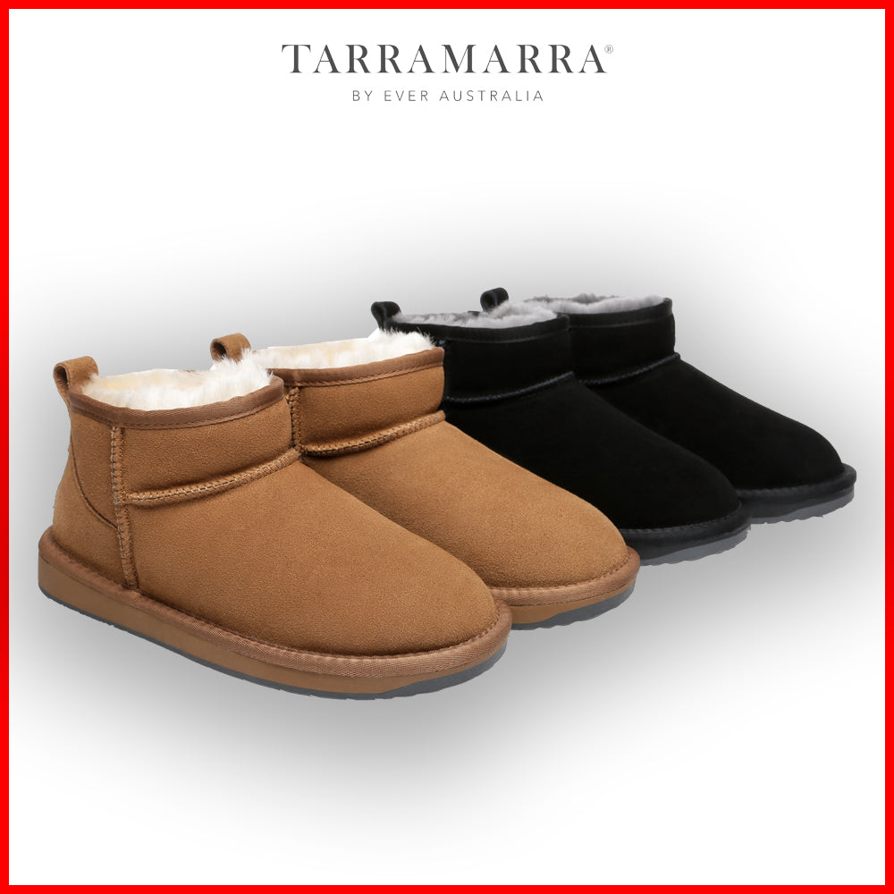 TARRAMARRA Ronnie Women Mini Ugg Boots Double Face Sheepskin Suede Upper-Boots-PEROZ Accessories