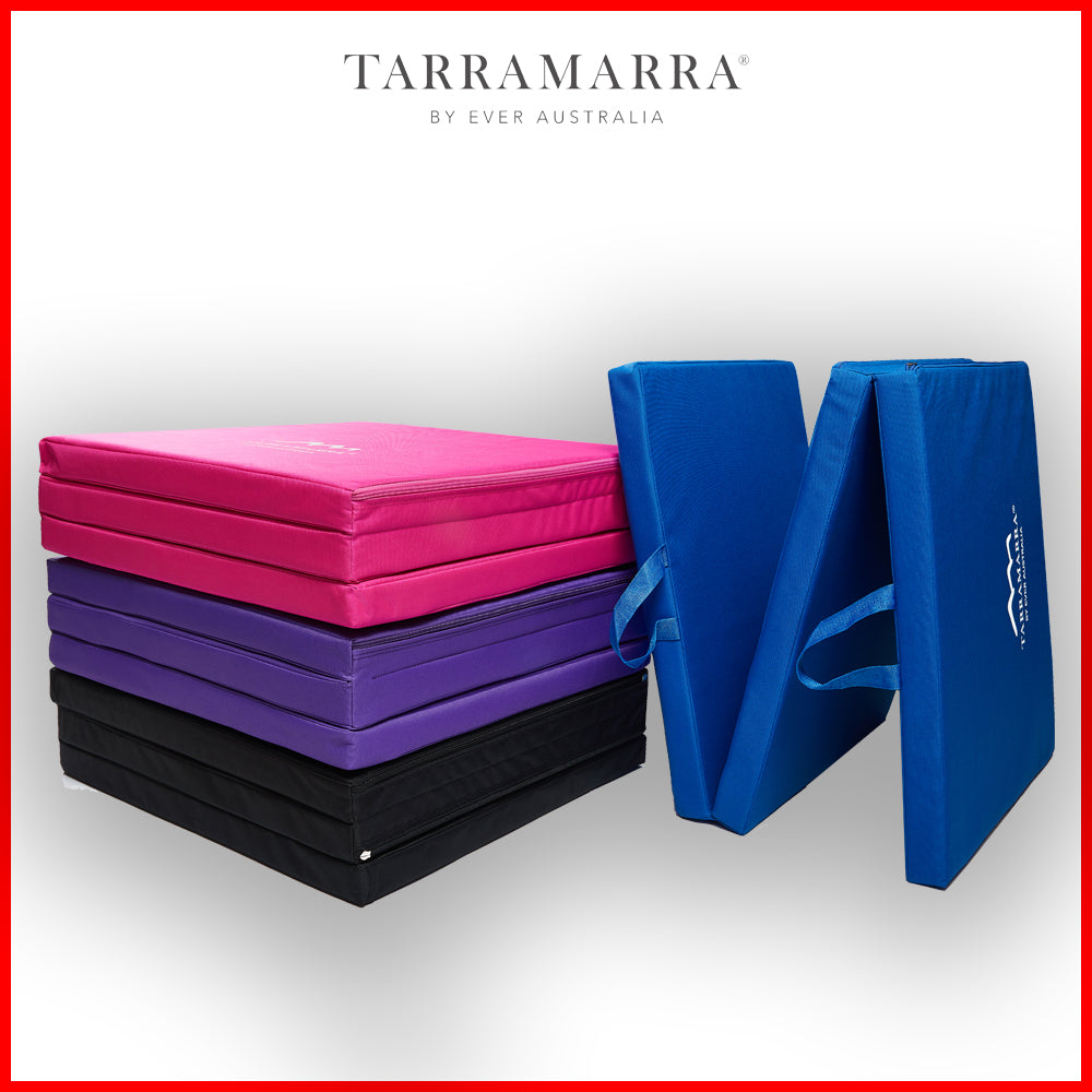 TARRAMARRA Tri-Fold Folding Exercise Floor Mat 180X60 cm with Carrying Handles-Stretch & Exercise Mats-PEROZ Accessories