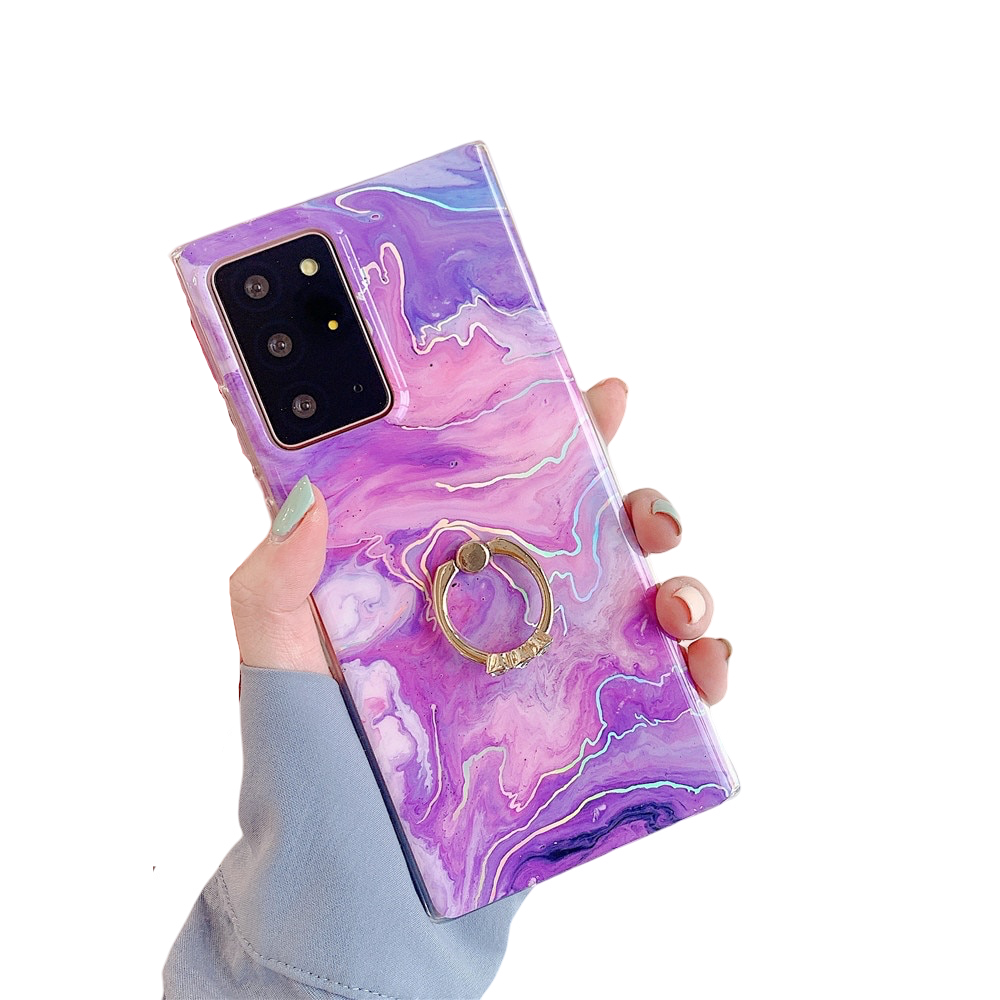 Anymob Samsung Case Purple Laser Marble Gradient Ring Holder Back Cover-Mobile Phone Cases-PEROZ Accessories
