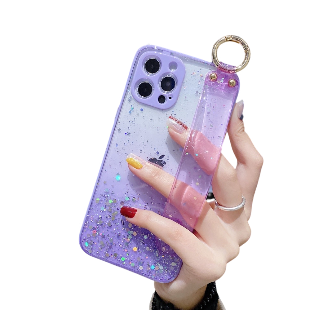 Anymob iPhone Case Purple Gradient Glitter Wristband Soft Epoxy Camera Protection Cover-Mobile Phone Cases-PEROZ Accessories