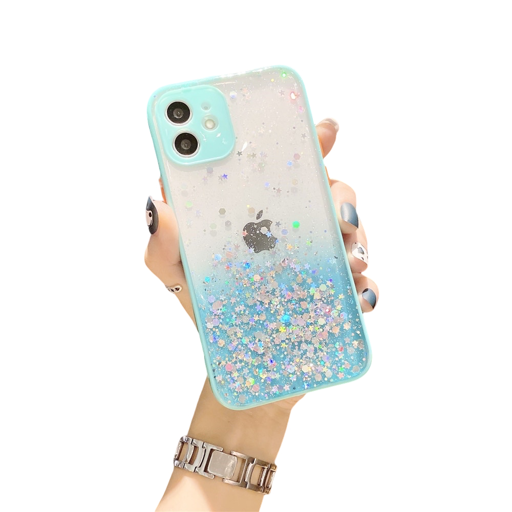 Anymob iPhone Case Sky Blue Bling Glitter Soft Silicone Cover with Camera Protection-Mobile Phone Cases-PEROZ Accessories