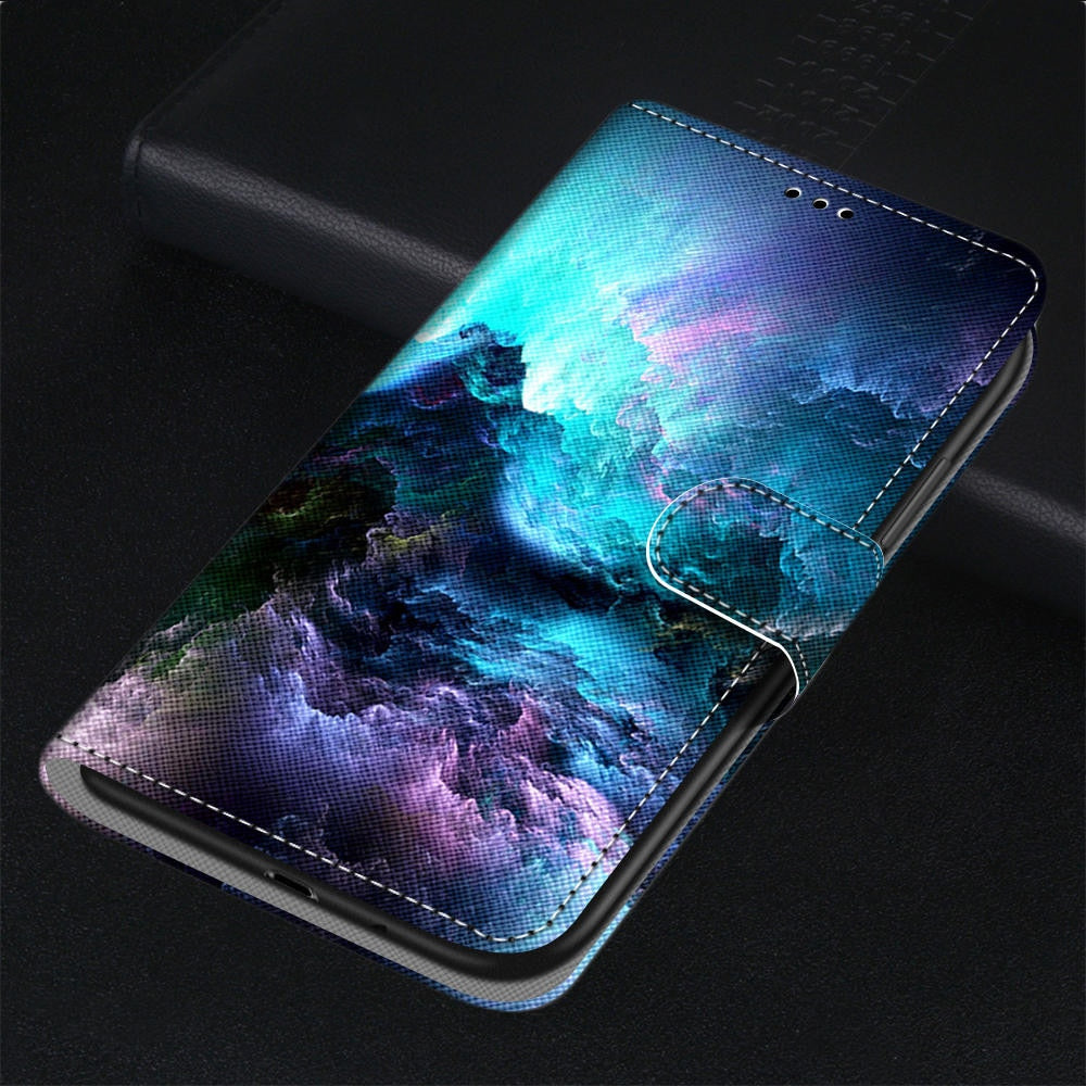 Anymob Samsung Case Sky Blue Painted Magnetic Flip Leather Card slot Wallet Book Style Cover-Mobile Phone Cases-PEROZ Accessories