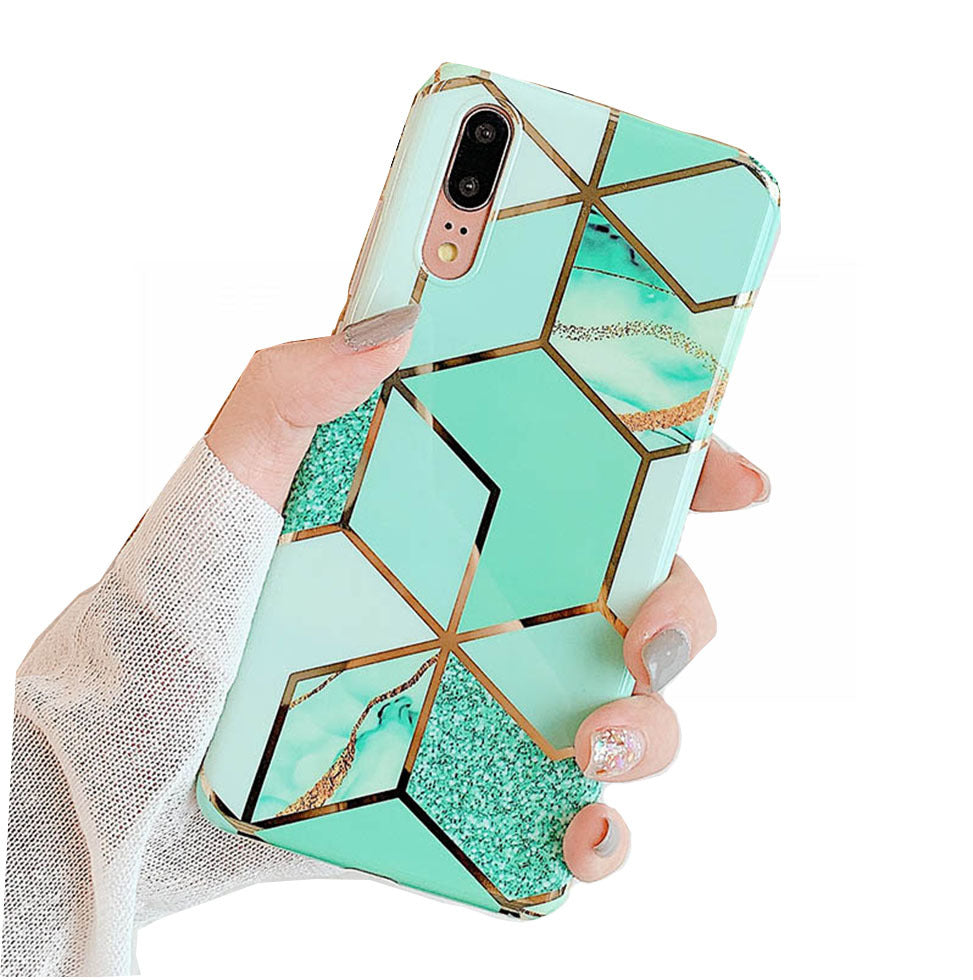 Anymob Samsung Green Marble Flower Case Back Cover Art Leaf Silicone Phone Protection-Mobile Phone Cases-PEROZ Accessories