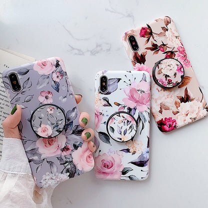 Anymob iPhone Case Light Pink Holder Stand Silicone Phone Back Cover-Mobile Phone Cases-PEROZ Accessories