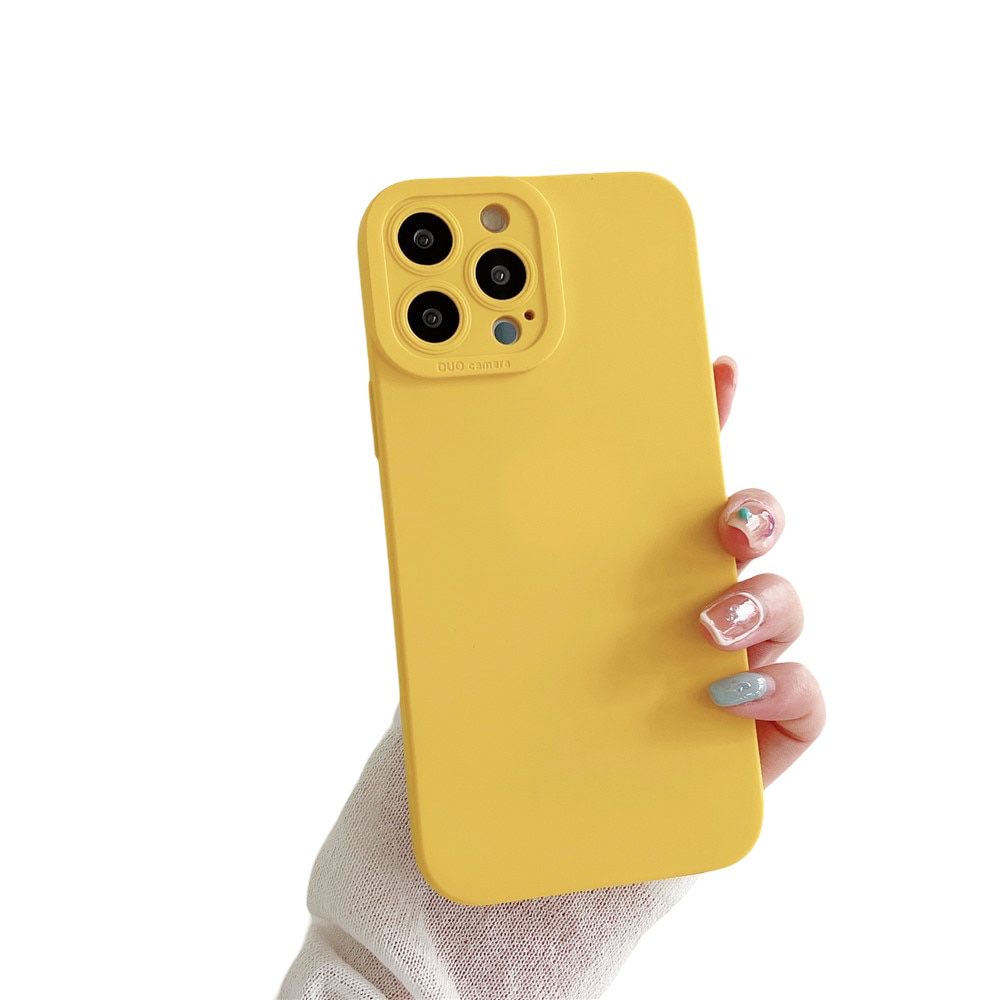 Anymob iPhone Case Yellow Luxury Soft Liquid Silicone Lens Protection Shockproof Bumper Back Cover-Mobile Phone Cases-PEROZ Accessories