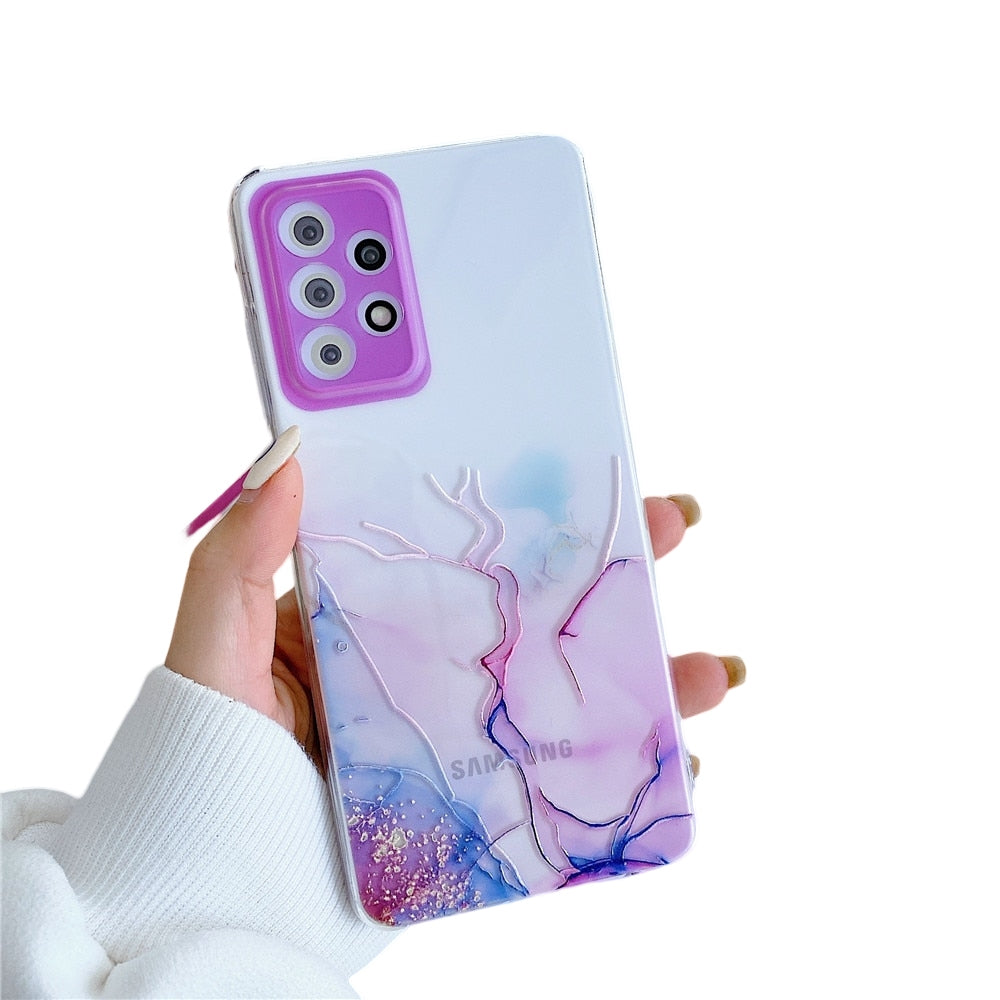Anymob Samsung Purple Transparent Marble Phone Case Fundas Cover-Mobile Phone Cases-PEROZ Accessories