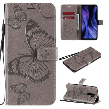 Anymob Samsung Case Gray 3D Butterfly Flip Leather Phone Magnetic Wallet Stand Cover With Card Slot-Mobile Phone Cases-PEROZ Accessories