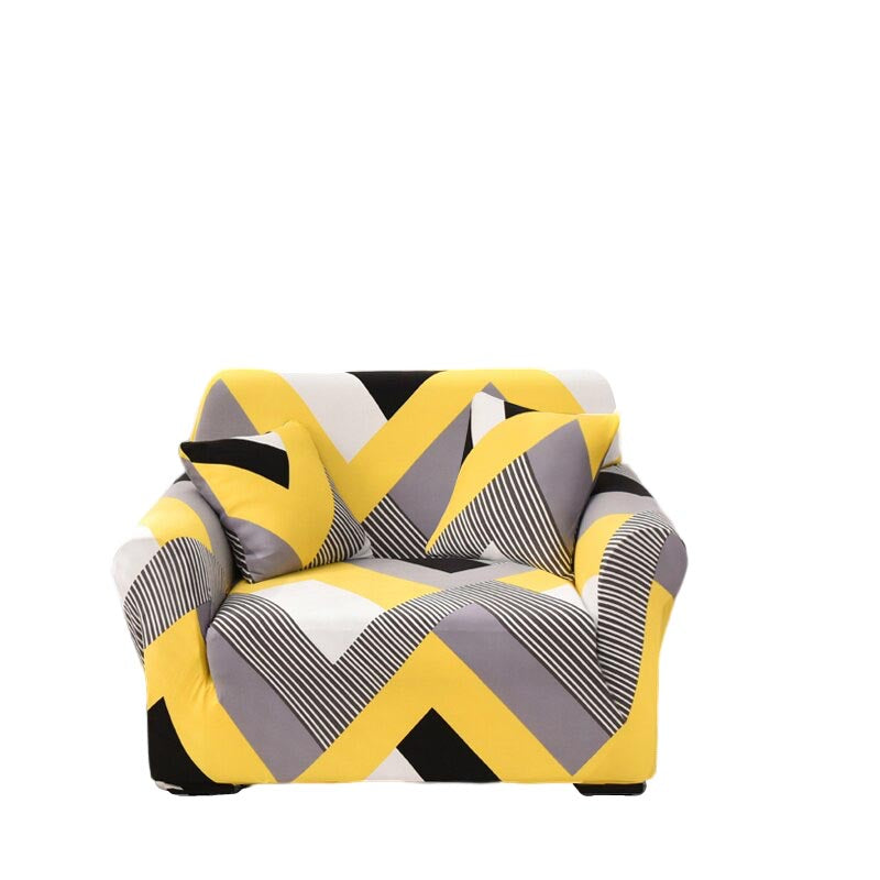 Anyhouz 2 Seater Sofa Cover Yellow Wave Style and Protection For Living Room Sofa Chair Elastic Stretchable Slipcover-Slipcovers-PEROZ Accessories