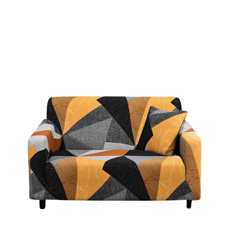 Anyhouz 2 Seater Sofa Cover Golden Yellow Geometric Style and Protection For Living Room Sofa Chair Elastic Stretchable Slipcover-Slipcovers-PEROZ Accessories