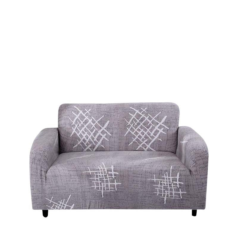Anyhouz 2 Seater Sofa Cover Solid Light Gray Style and Protection For Living Room Sofa Chair Elastic Stretchable Slipcover-Slipcovers-PEROZ Accessories