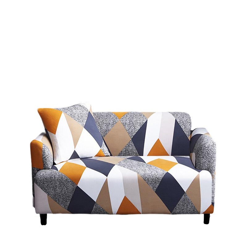 Anyhouz 2 Seater Sofa Cover Khaki Geometric Style and Protection For Living Room Sofa Chair Elastic Stretchable Slipcover-Slipcovers-PEROZ Accessories