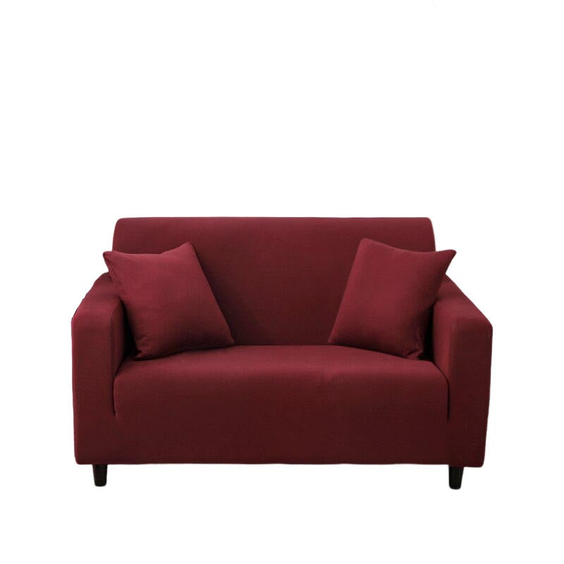 Anyhouz 2 Seater Sofa Cover Plain Wine Red Style and Protection For Living Room Sofa Chair Elastic Stretchable Slipcover-Slipcovers-PEROZ Accessories