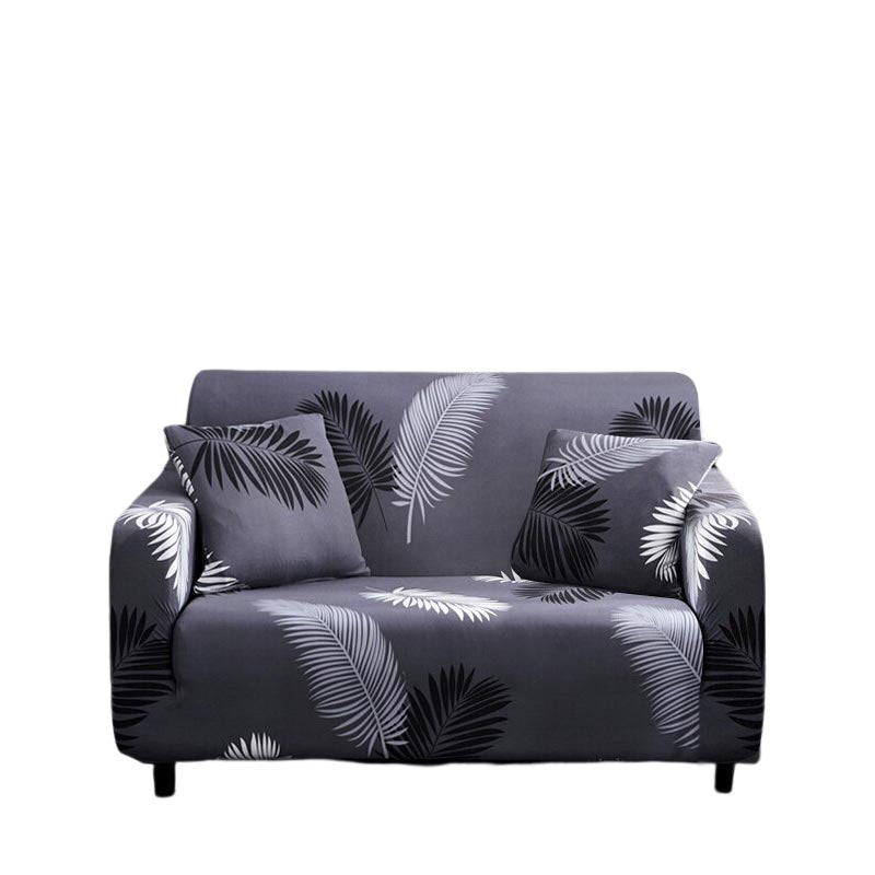 Anyhouz 2 Seater Sofa Cover Gray Feather Style and Protection For Living Room Sofa Chair Elastic Stretchable Slipcover-Slipcovers-PEROZ Accessories