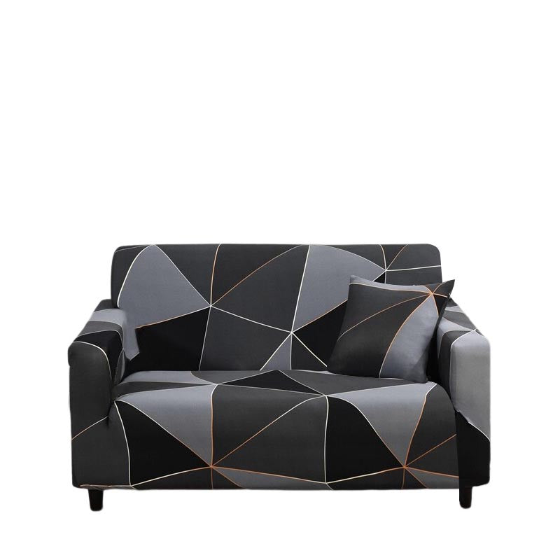 Anyhouz 2 Seater Sofa Cover Gray Triangular Geometric Style and Protection For Living Room Sofa Chair Elastic Stretchable Slipcover-Slipcovers-PEROZ Accessories
