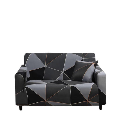 Anyhouz 2 Seater Sofa Cover Gray Triangular Geometric Style and Protection For Living Room Sofa Chair Elastic Stretchable Slipcover-Slipcovers-PEROZ Accessories