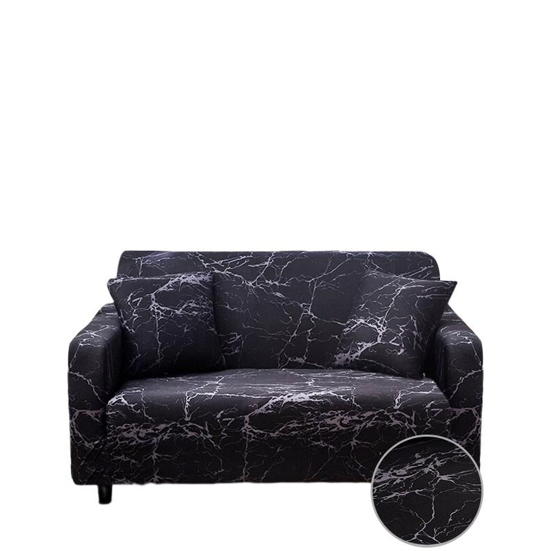 Anyhouz 2 Seater Sofa Cover Marble Black Style and Protection For Living Room Sofa Chair Elastic Stretchable Slipcover-Slipcovers-PEROZ Accessories