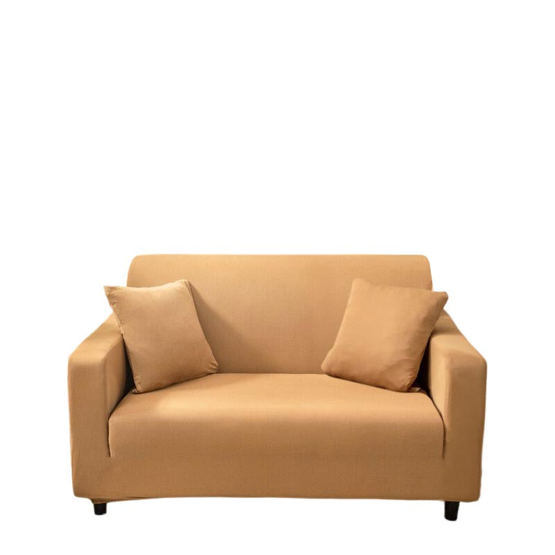 Anyhouz 2 Seater Sofa Cover Plain Caramel Style and Protection For Living Room Sofa Chair Elastic Stretchable Slipcover-Slipcovers-PEROZ Accessories