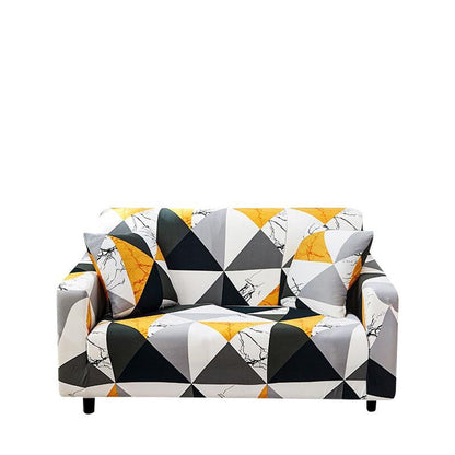 Anyhouz 2 Seater Sofa Cover Yellow White Geometric Style and Protection For Living Room Sofa Chair Elastic Stretchable Slipcover-Slipcovers-PEROZ Accessories