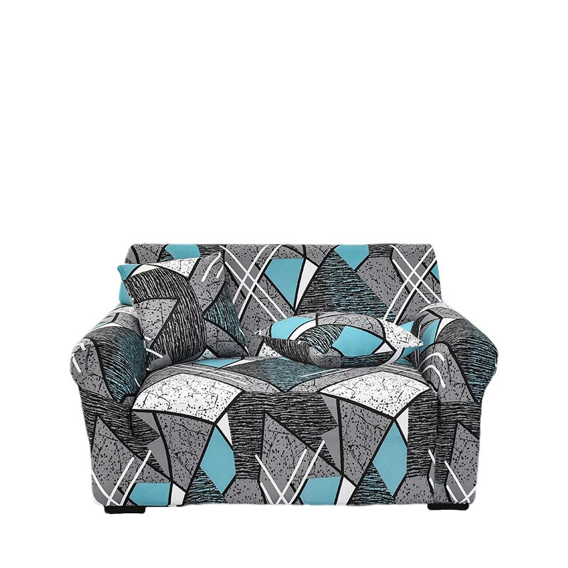 Anyhouz 2 Seater Sofa Cover Dark Grey Geometric Style and Protection For Living Room Sofa Chair Elastic Stretchable Slipcover-Slipcovers-PEROZ Accessories