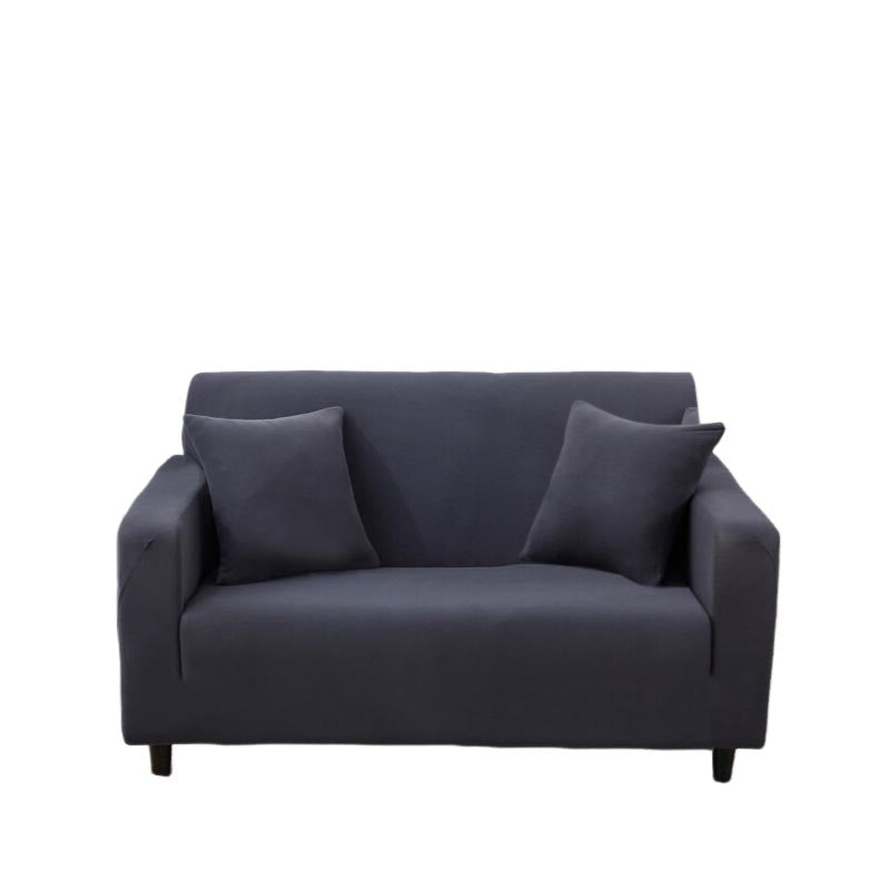 Anyhouz 2 Seater Sofa Cover Plain Dark Grey Style and Protection For Living Room Sofa Chair Elastic Stretchable Slipcover-Slipcovers-PEROZ Accessories