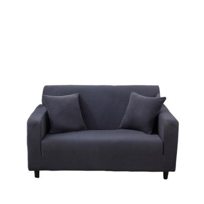 Anyhouz 2 Seater Sofa Cover Plain Dark Grey Style and Protection For Living Room Sofa Chair Elastic Stretchable Slipcover-Slipcovers-PEROZ Accessories