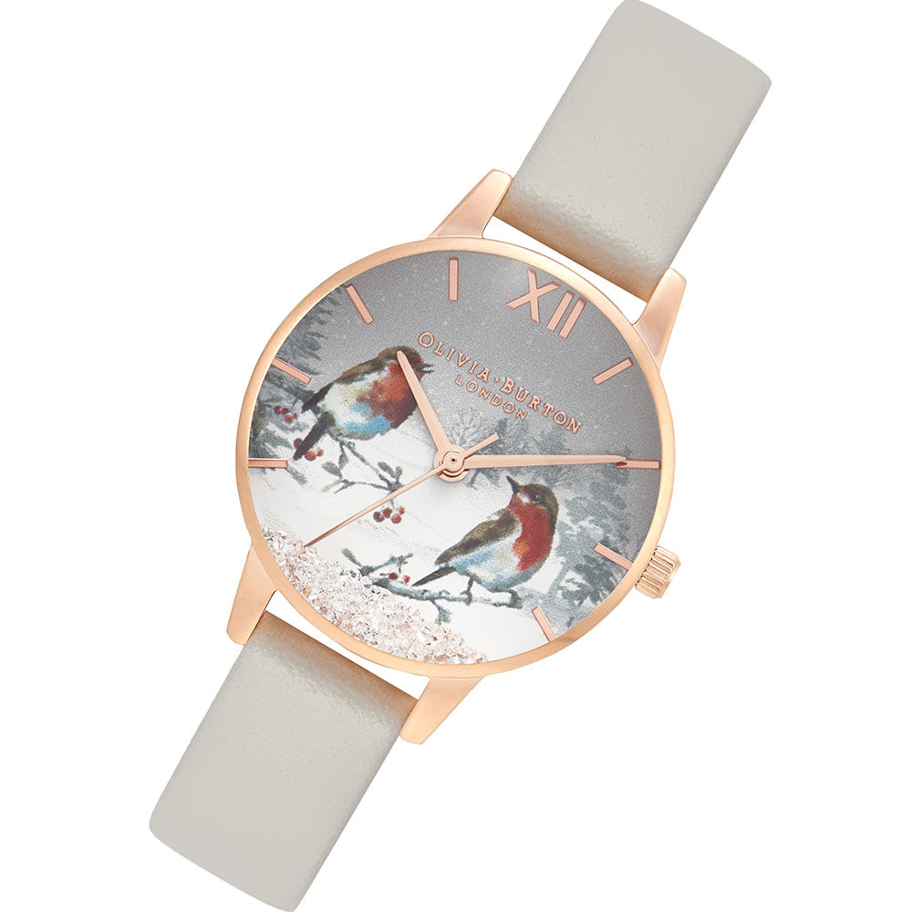 Olivia Burton Blush Leather Woodland Printed Dial Ladies Watch - OB16WL94-Quartz Watches-PEROZ Accessories