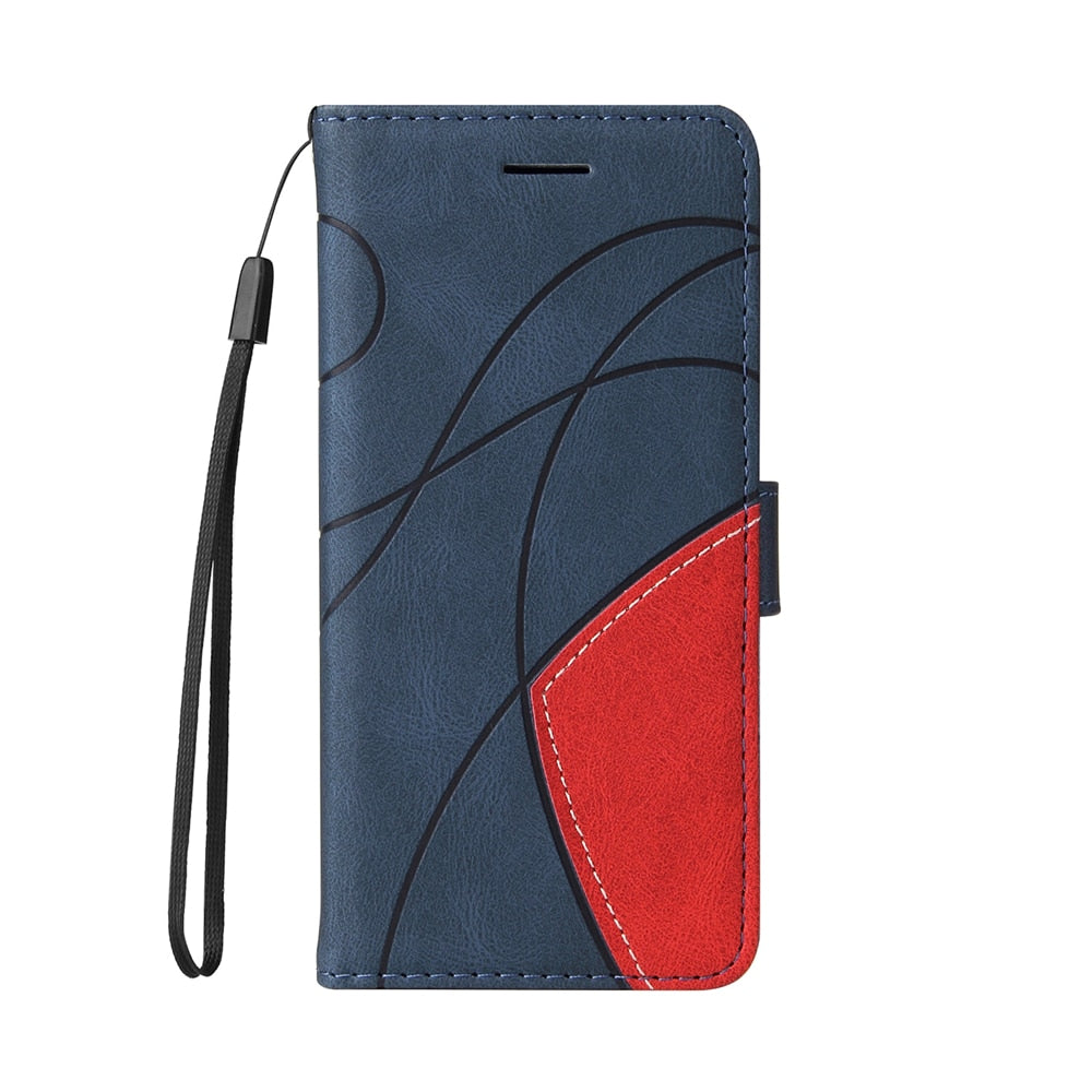 Anymob Samsung Blue And Red Leather Wallet Flip Case Protective Phone Cover-Mobile Phone Cases-PEROZ Accessories