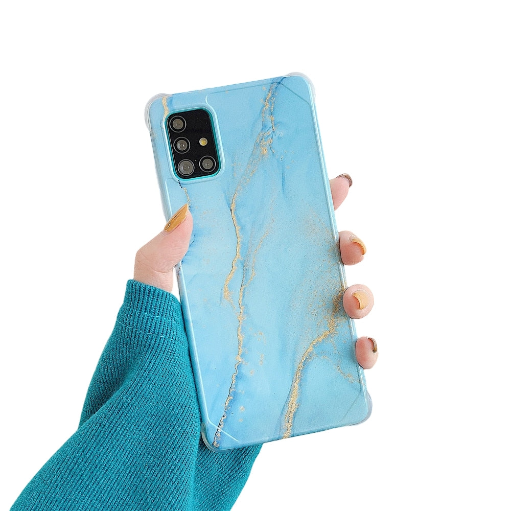 Anymob Samsung Light Blue Smooth Marble Phone Case Silicone Shockproof Cover-Mobile Phone Cases-PEROZ Accessories