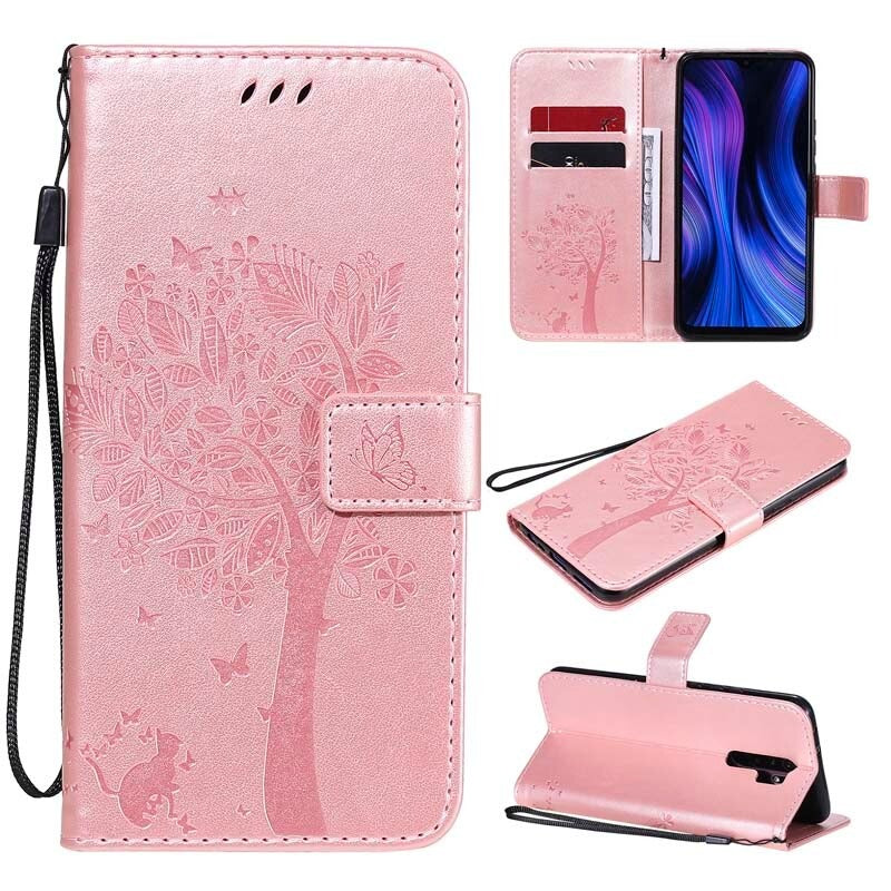 Anymob Samsung Case Baby Pink 3D Tree Flip Leather Phone Magnetic Wallet Stand Cover With Card Slot-Mobile Phone Cases-PEROZ Accessories