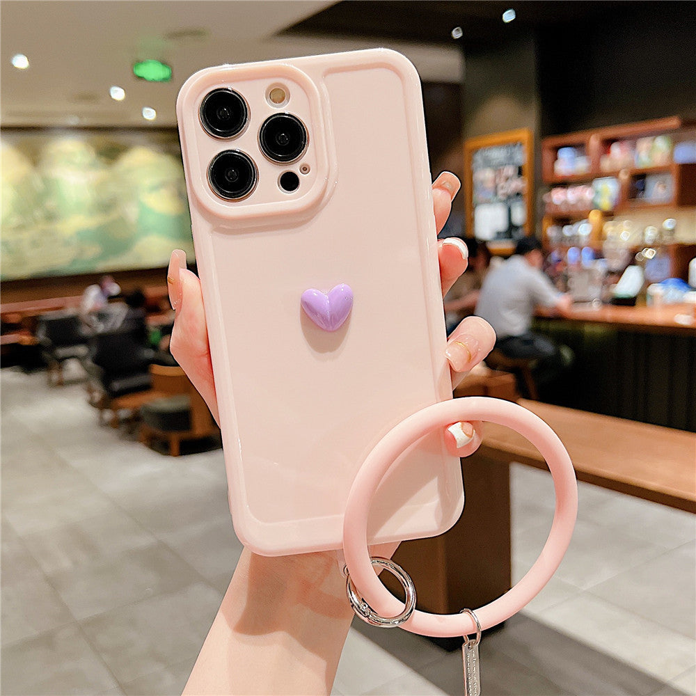 Anymob iPhone Black And Pink 3D Love Heart Bracelet Phone Case Shockproof Soft Silicone Cover-Mobile Phone Cases-PEROZ Accessories