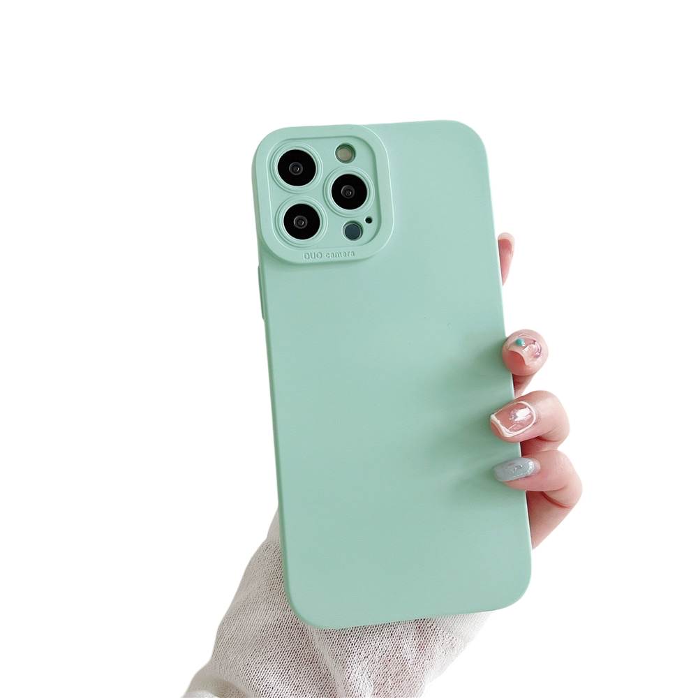 Anymob iPhone Case Pastel Green Luxury Soft Liquid Silicone Lens Protection Shockproof Bumper Back Cover-Mobile Phone Cases-PEROZ Accessories