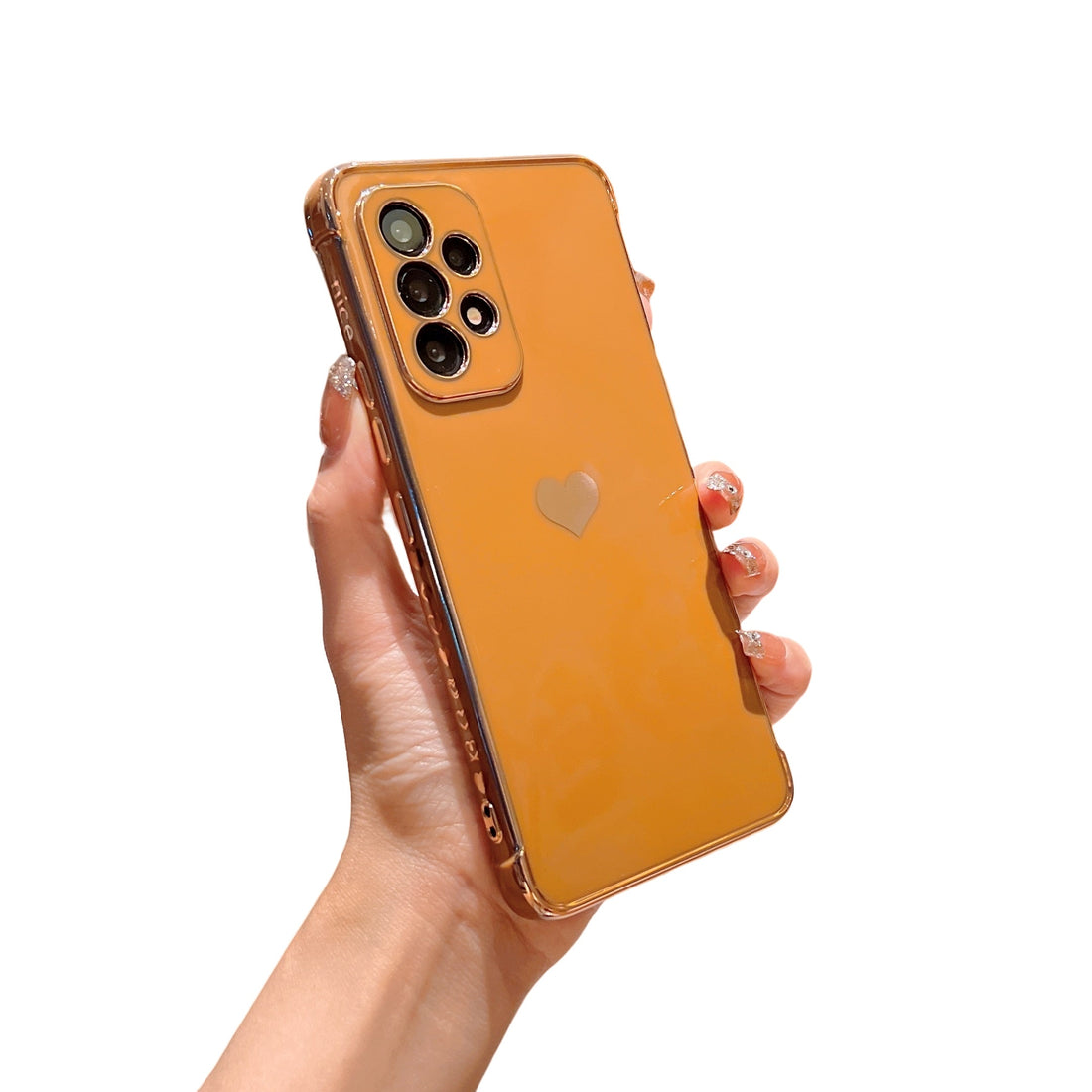 Anymob Samsung Khaki With Bronze Plating Silicon Case Love Heart Side Pattern Phone Cover-Mobile Phone Cases-PEROZ Accessories