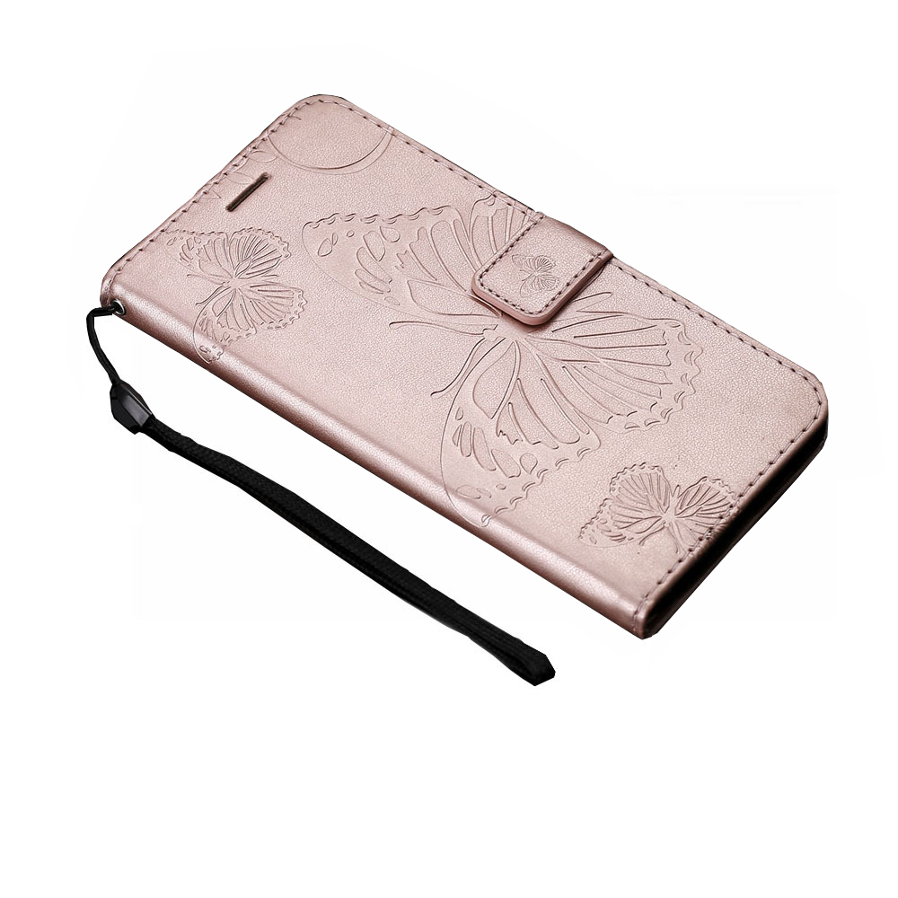 Anymob Xiaomi Redmi Pink Wrist Chain Case Butterfly Pattern Soft Leather Phone Cover-Mobile Phone Cases-PEROZ Accessories