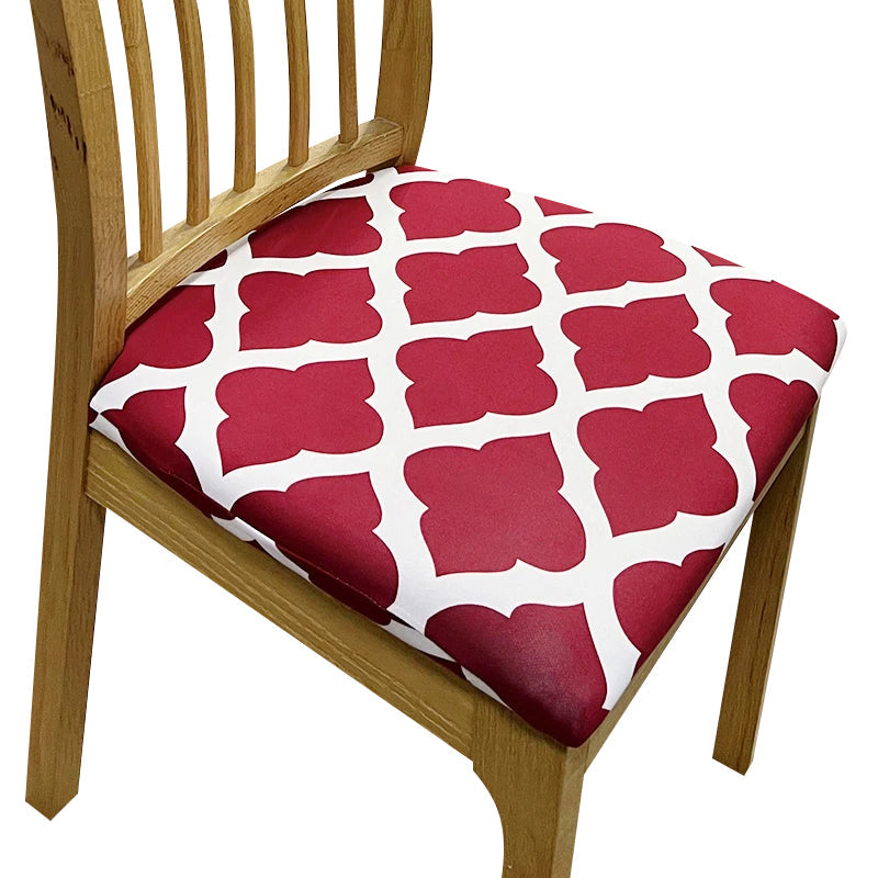 Anyhouz Chair Cover Red White Print Stretch Seat Cover for Home Dinning Kitchen Washable Removable-Chair Cover-PEROZ Accessories