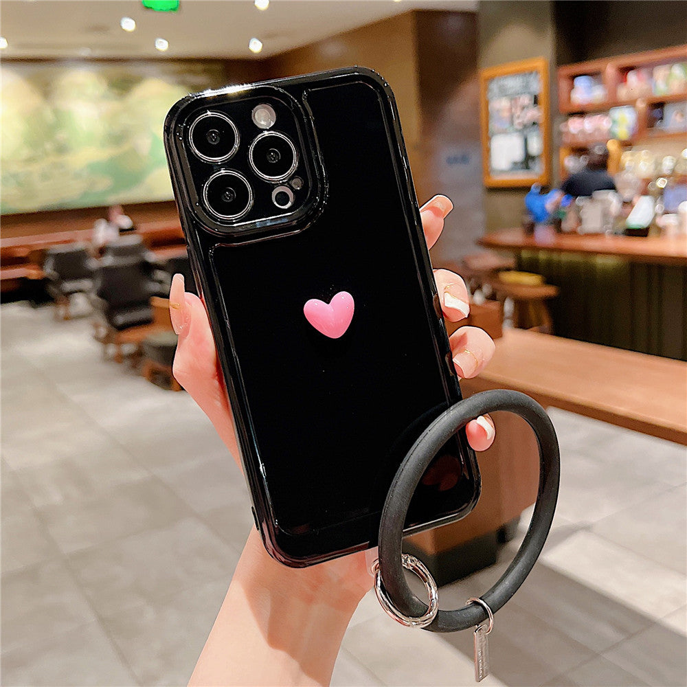 Anymob iPhone Black And Pink 3D Love Heart Bracelet Phone Case Shockproof Soft Silicone Cover-Mobile Phone Cases-PEROZ Accessories