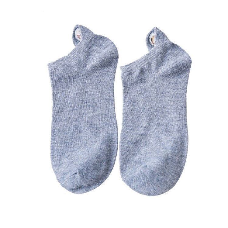 Anysox 5 Pairs One Size 4-5 Blue Fashion Funny Unisex Stereoscopic Heel Embroidered Women Candy Color Cotton Short Cute Socks-Socks-PEROZ Accessories