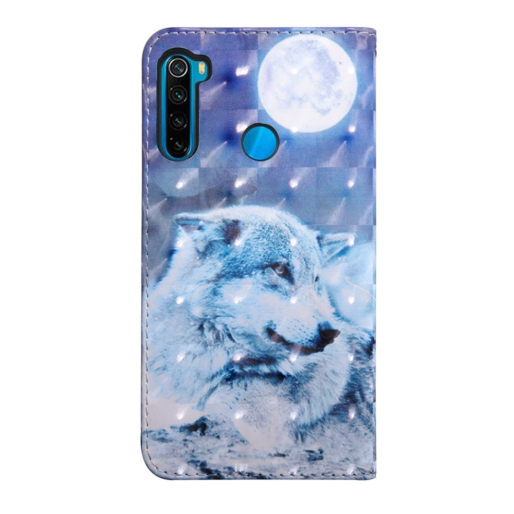 Anymob Xiaomi Redmi Phone Case Blue Wolf Leather Flip Wallet Cover-Mobile Phone Cases-PEROZ Accessories
