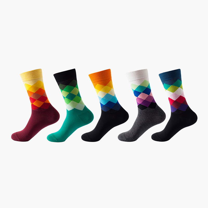 Anysox 5 Pairs One Size 5-11 Mixed Color Cotton Fashion Woman Skateboard Oil Paitiing-Socks-PEROZ Accessories