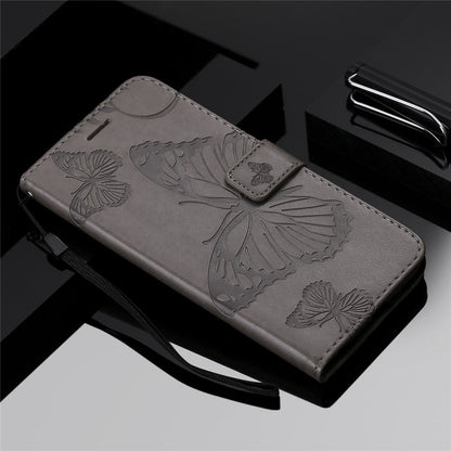 Anymob Huawei Gray Leather Phone Case Butterfly Flip Wallet Cover Protection-PEROZ Accessories