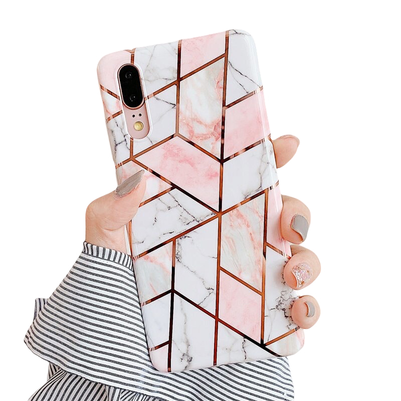 Anymob Samsung Pink Marble Flower Case Back Cover Art Leaf Silicone Phone Protection-Mobile Phone Cases-PEROZ Accessories