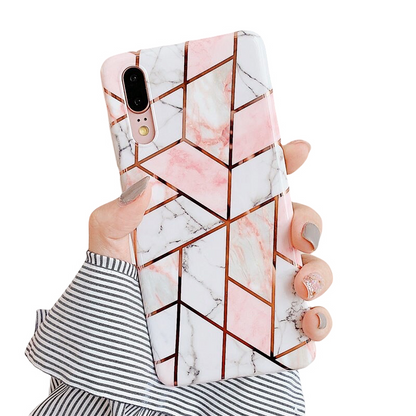 Anymob Samsung Pink Marble Flower Case Back Cover Art Leaf Silicone Phone Protection-Mobile Phone Cases-PEROZ Accessories