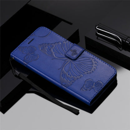 Anymob Huawei Blue Leather Phone Case Butterfly Flip Wallet Cover Protection-Mobile Phone Cases-PEROZ Accessories