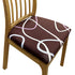 Anyhouz Chair Cover Dark Brown White Wave Lines Print Stretch Seat Cover for Home Dinning Kitchen Washable Removable-Chair Cover-PEROZ Accessories