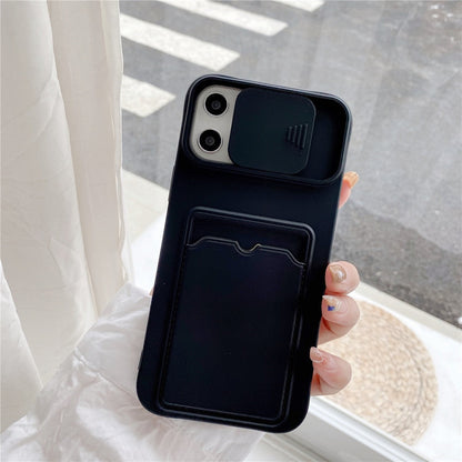 Anymob iPhone Case Dark Blue Push Window Slide Camera Protection Soft Silicone Cover-Mobile Phone Cases-PEROZ Accessories