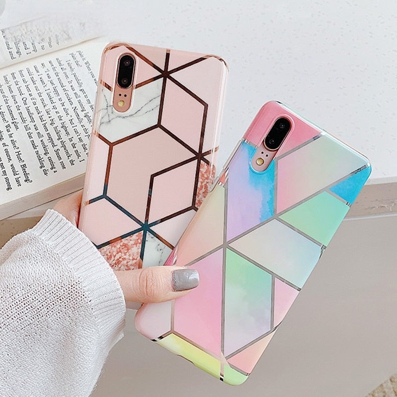 Anymob Samsung Gray Marble Flower Case Back Cover Art Leaf Silicone Phone Protection-Mobile Phone Cases-PEROZ Accessories
