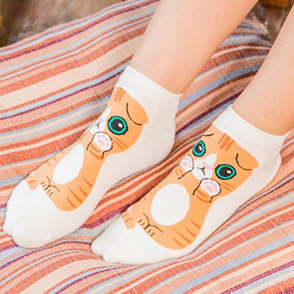 Anysox 5 Pairs One Size 5-9 Mixed Color Farm Animals Spring Summer Fashion Women Cotton Sox Cartoon Cute Girl Happy Funny Socks-Socks-PEROZ Accessories